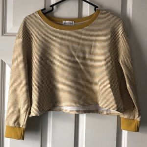 cropped yellow and white striped shirt